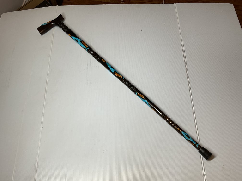 Inlaid Wooden Walking Cane
