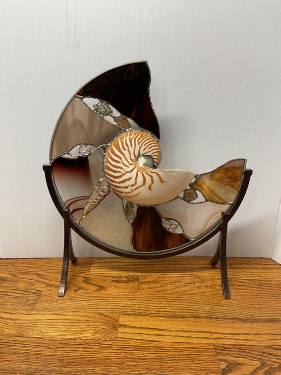 Nautilus Shell Stained Glass Sculpture