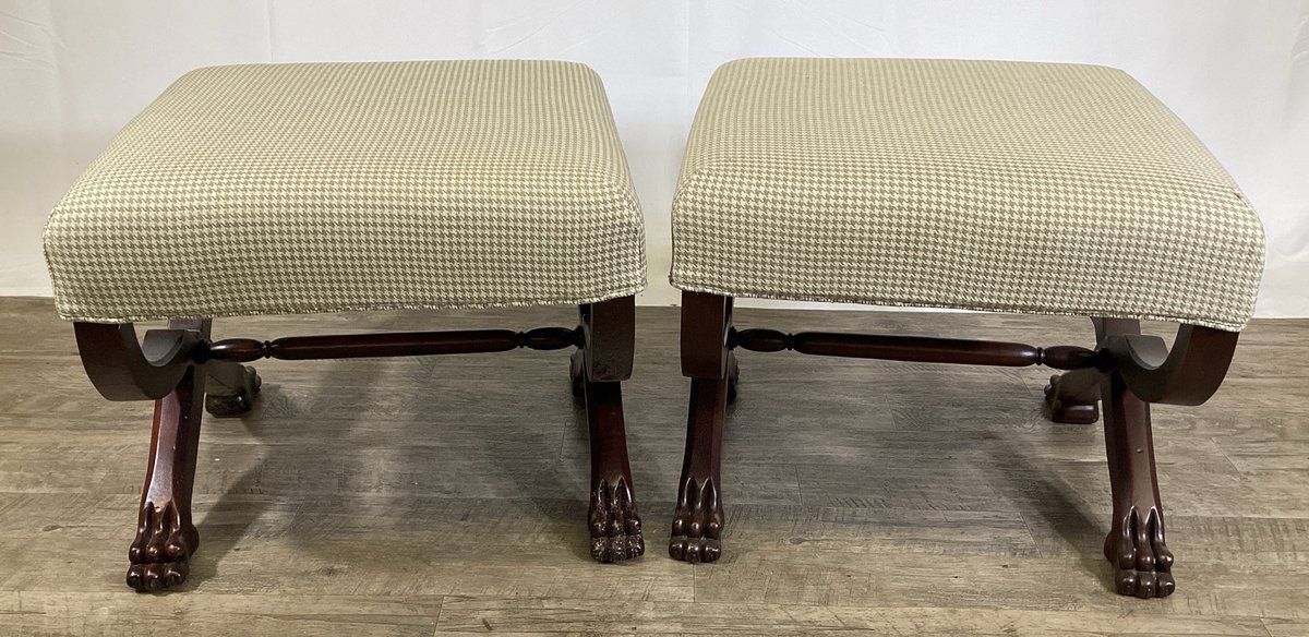 Pair of Ralph Lauren Curule Stools with Slipcovers