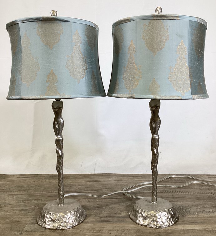 Pair of Sculptural Metal Table Lamps