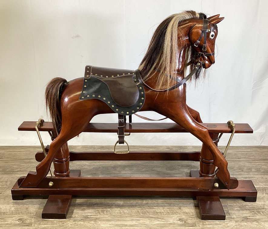 Carved Rocking Horse on Glider Stand