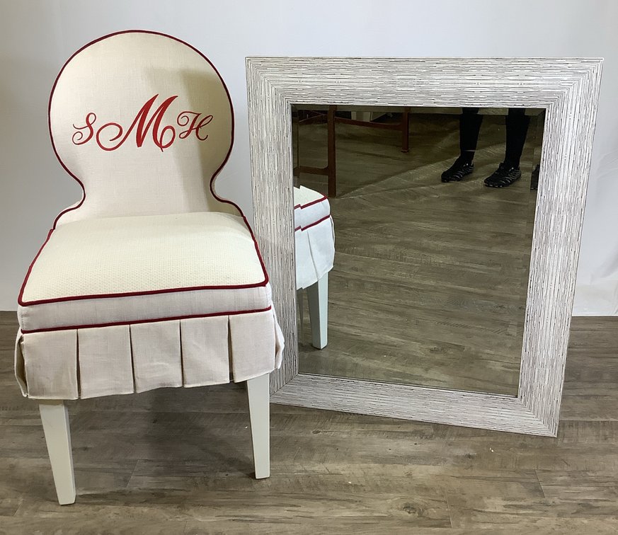 Upholstered Accent Chair & Complementing Wall Mirror