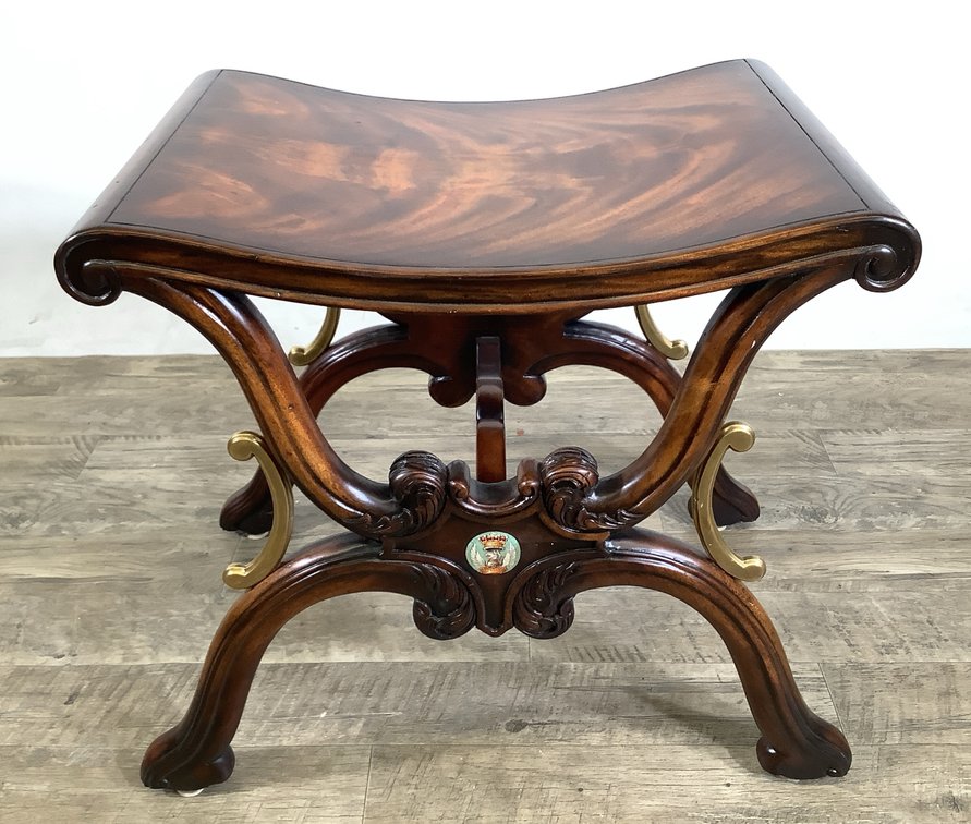 Curule Stool with Flame Veneer Seat