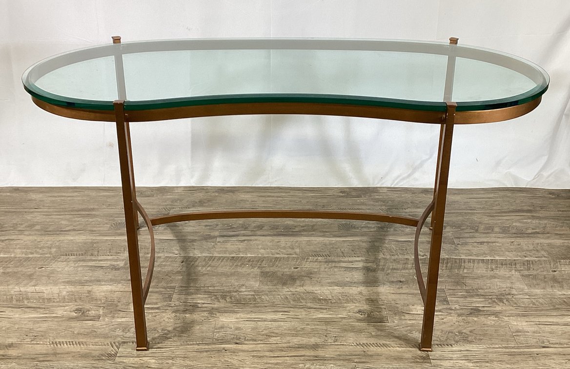Curved Glass-Top Console Table