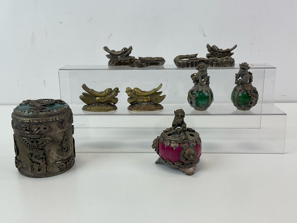 Asian Metal and Stone Miniature Decoratives