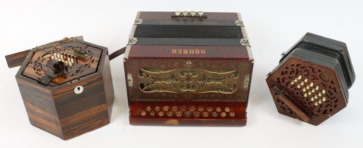 Hohner Diatonic Accordian and 2 Concertina