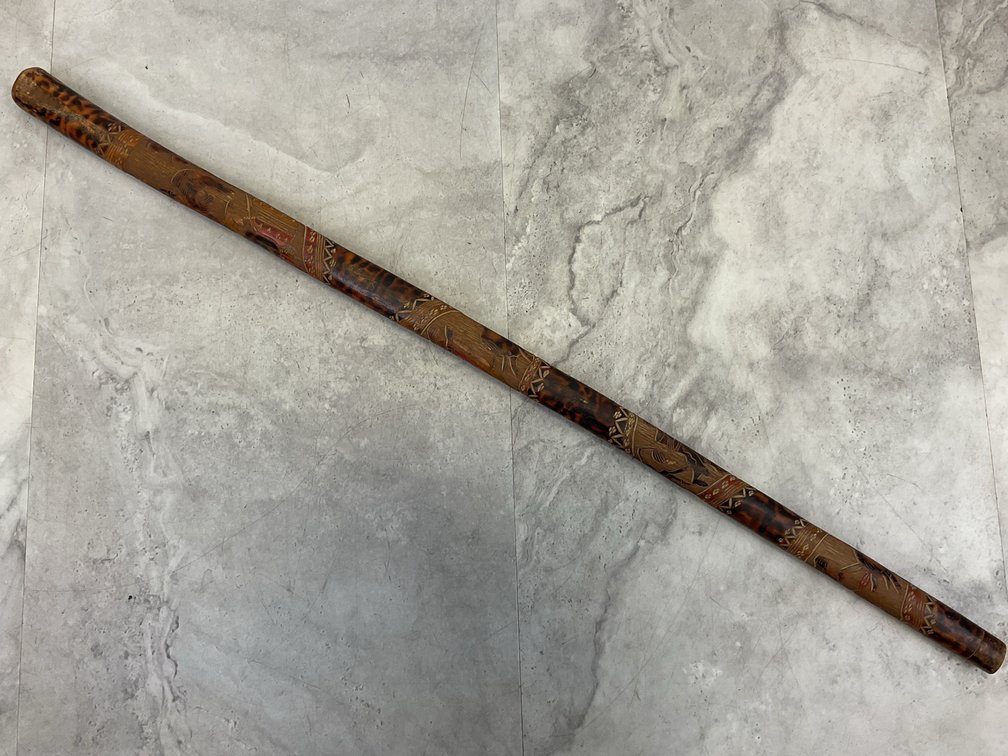Wooden Staff with Figurative Designs