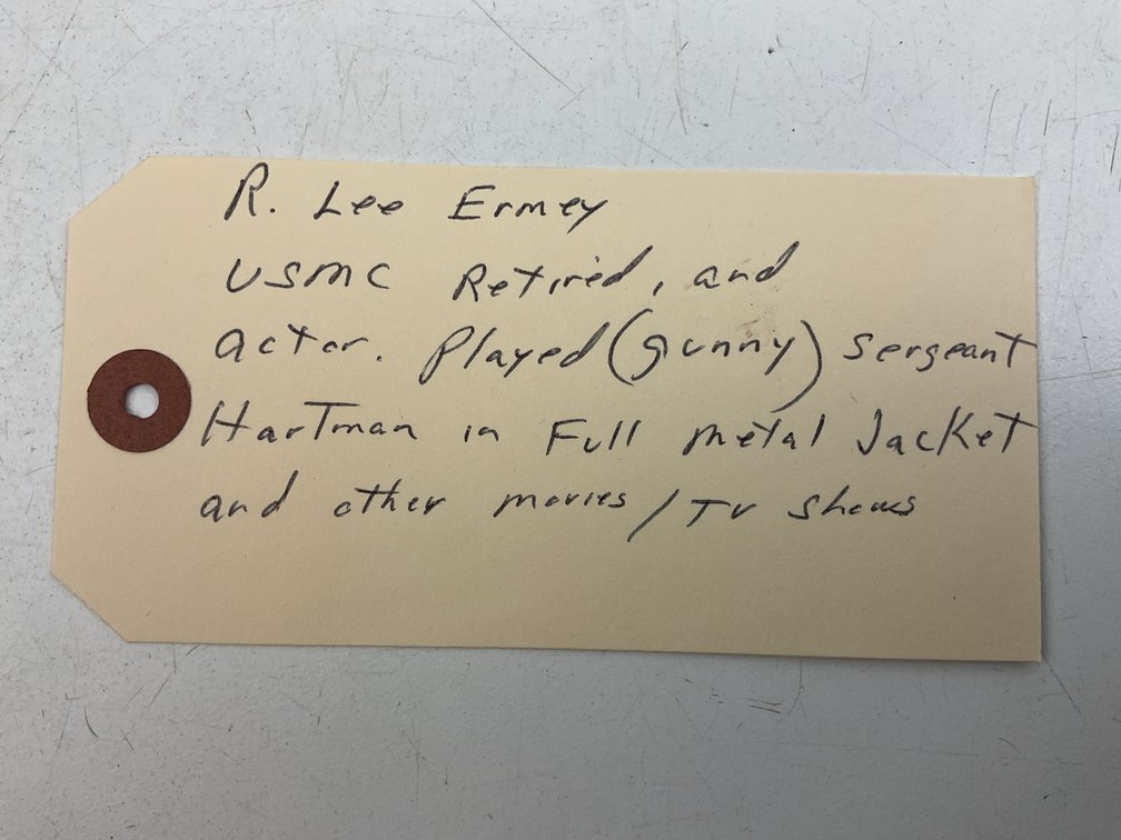 R. Lee Ermey Signed Wooden Thompson Rifle Buttstock