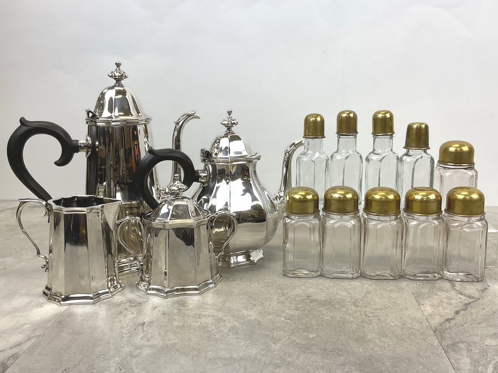 Reed & Barton Tea Service & Turkish Shoeshine Bottles