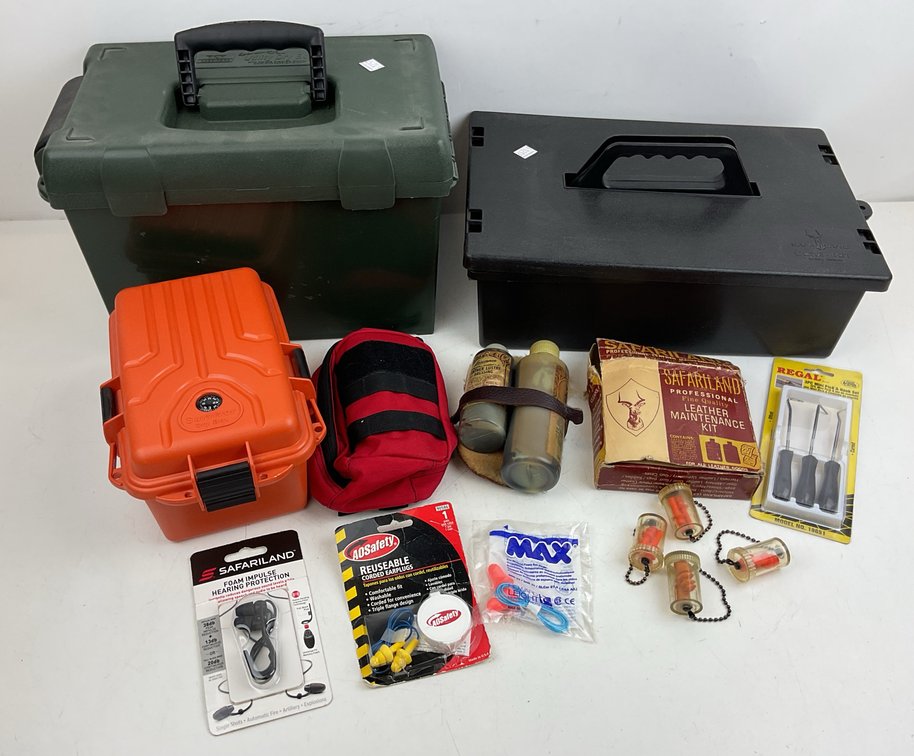 Utility Dry Boxes, Hearing Protection, Leather Care Kits, and Tools