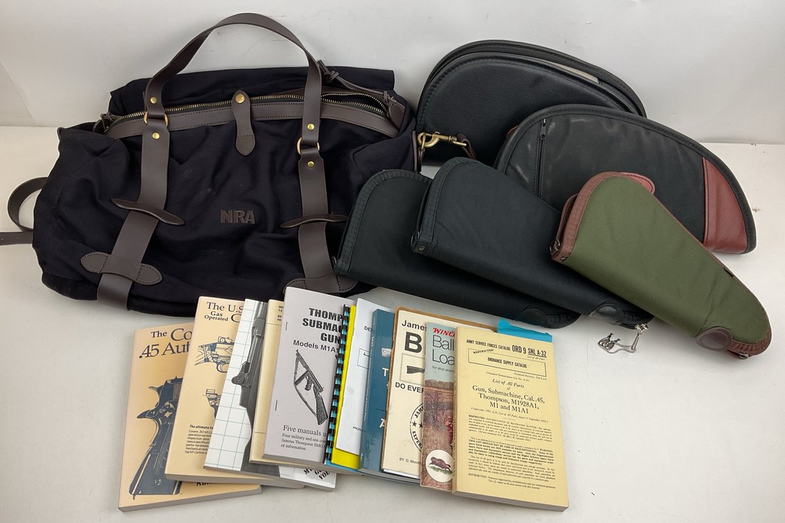 Canvas Duffle Bag, Handgun Cases, and Firearm Manuals