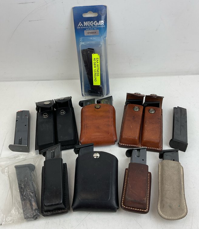 Handgun Magazines and Leather Magazine Pouches