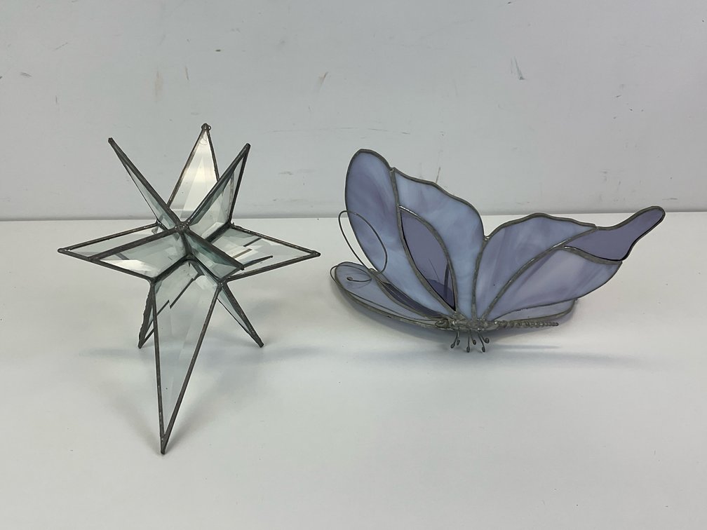 Moravian Glass Star & Slag Glass Butterfly