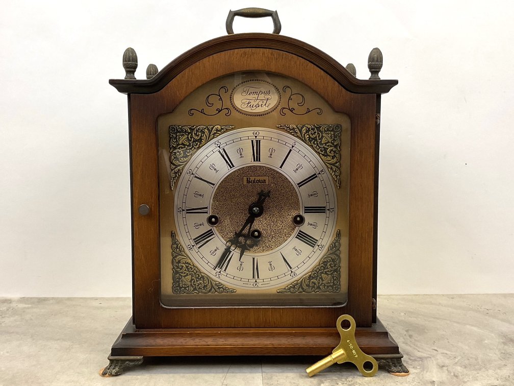 Bulova Tempus Fugit Wooden Mantel Clock