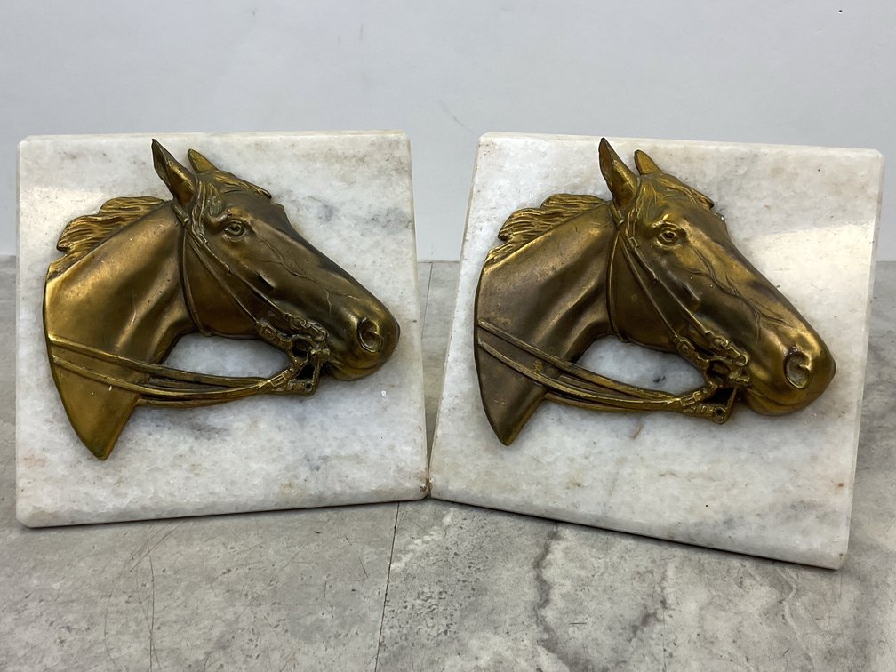 Horse Head Marble Bookends