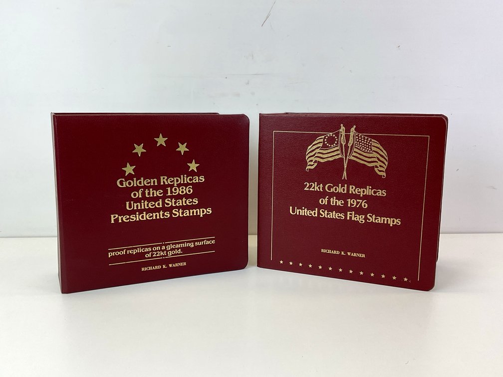 Postal Commemorative Society 22kt Gold Replica Stamp Albums
