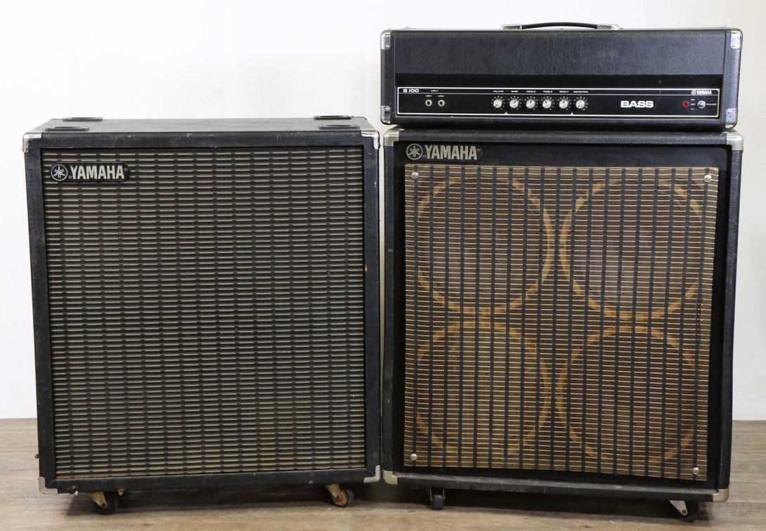 Yamaha B100 Bass Head and 2x Yamaha 4x12" Speaker Enclosures.