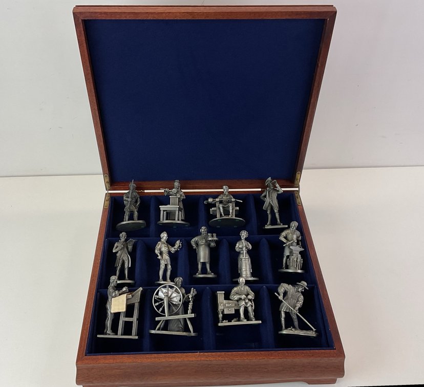 The Franklin Mint People of Colonial America Pewter Figurine Set