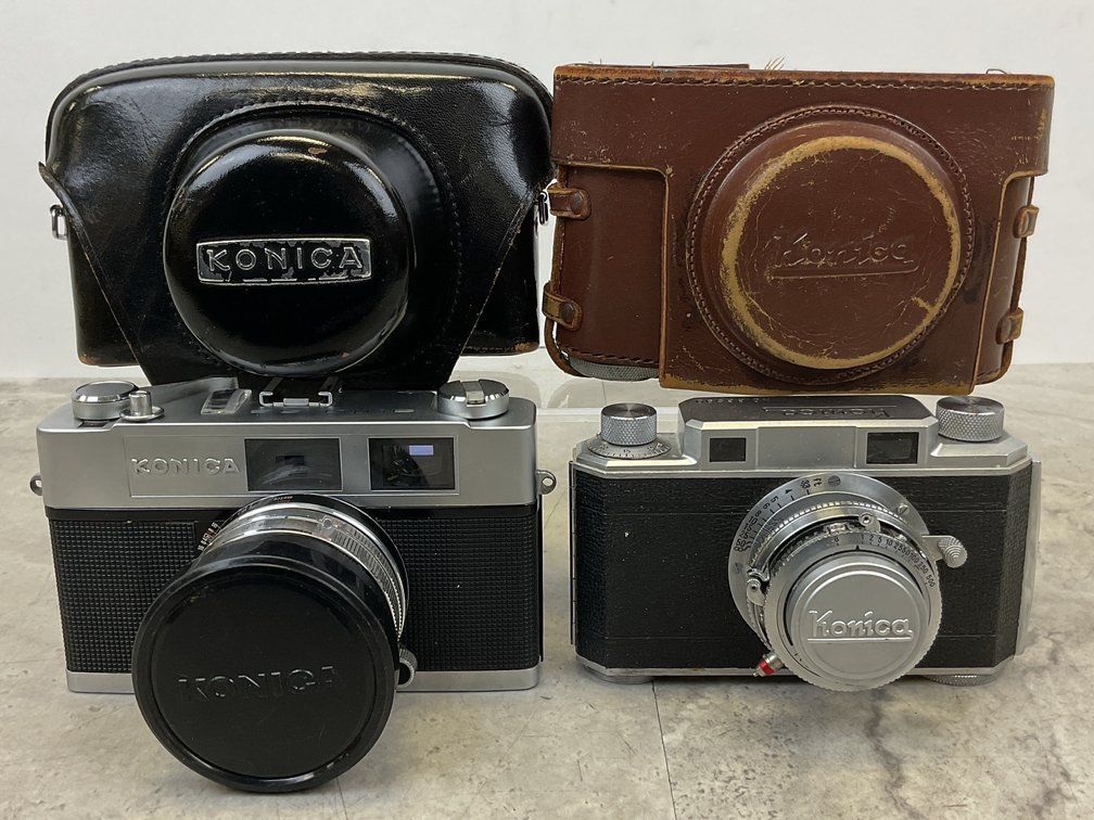 Konica 35mm Rangefinder Film Cameras with Fitted Cases