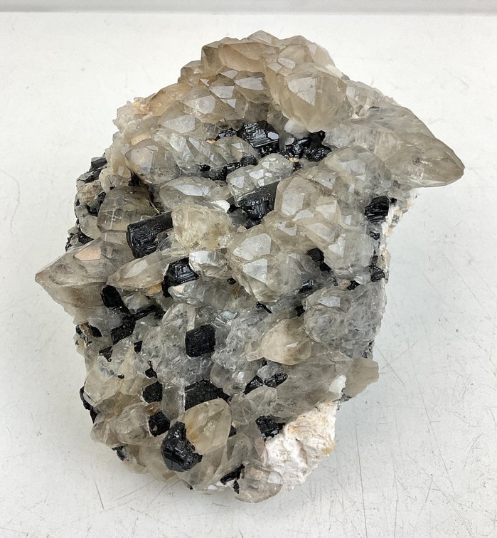 Smoky Quartz and Black Tourmaline Mineral Specimen