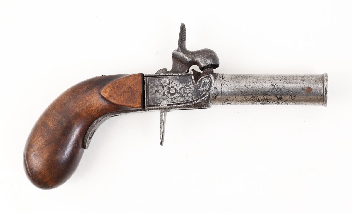 Antique European Screw Barrel Percussion Pistol
