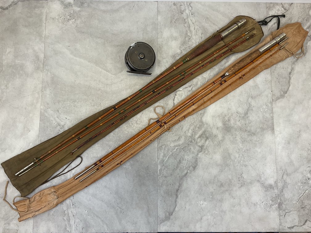 Antique Split Bamboo Fly Fishing Rods and Fly Reel