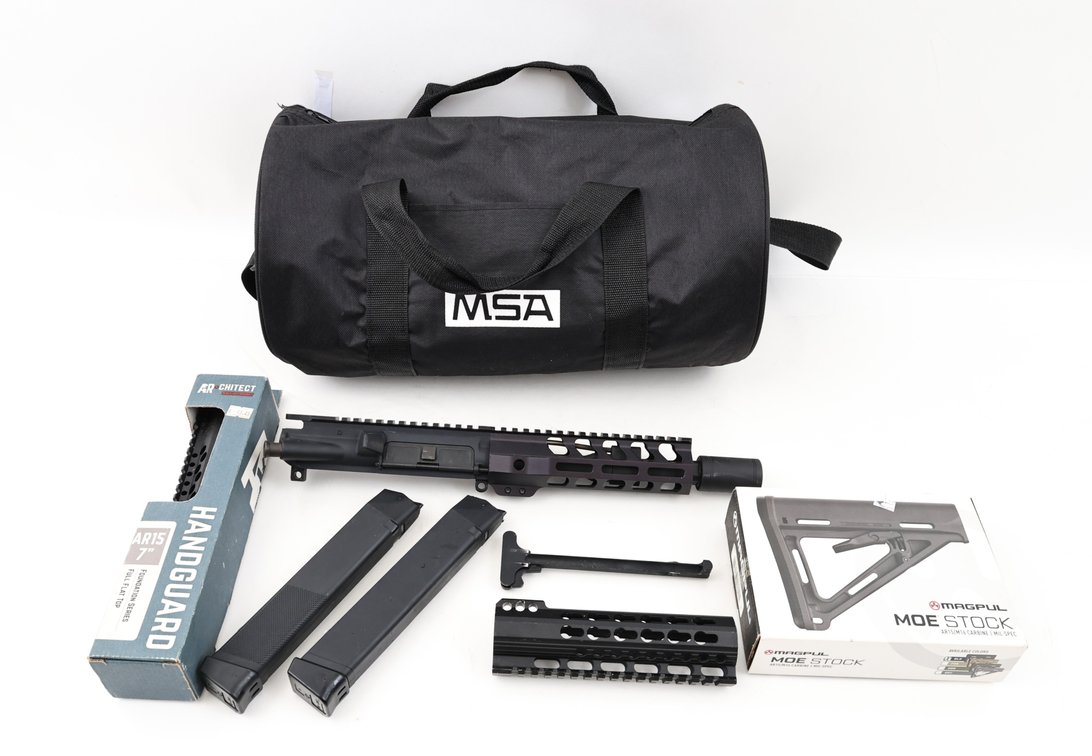 AR-15 Upper Receiver, Carbine Stock, Handguards, Magazines, and Duffle Bag