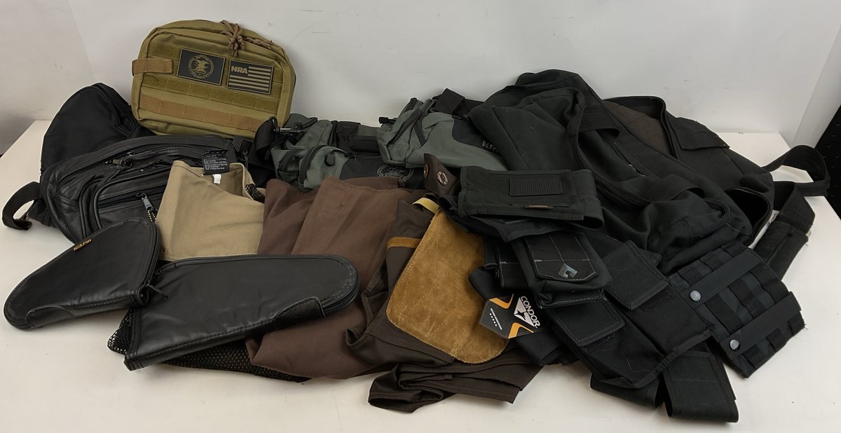 Shooting Vests, Duffle Bags, Pistol Cases, and Tactical Gear