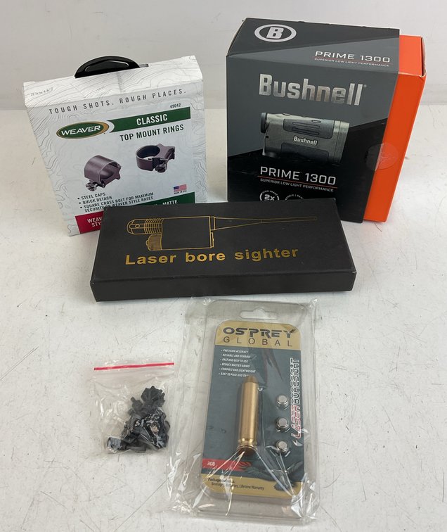 Laser Rangefinder, Scope Rings, and Bore Sighters