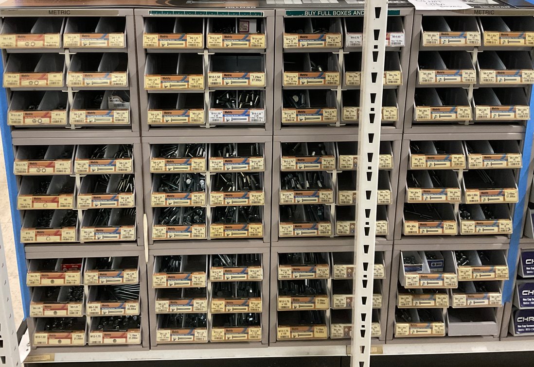 Hillman Metric Fastener Bin Cabinets and Hardware