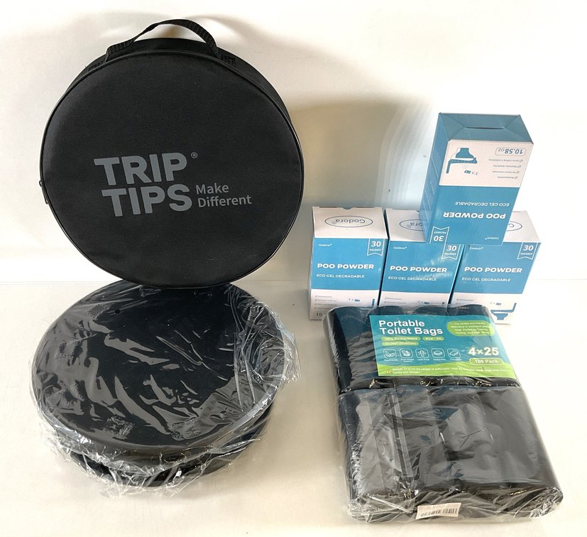 Collapsible Portable Toilet with Waste Bags and Eco Gel Powder