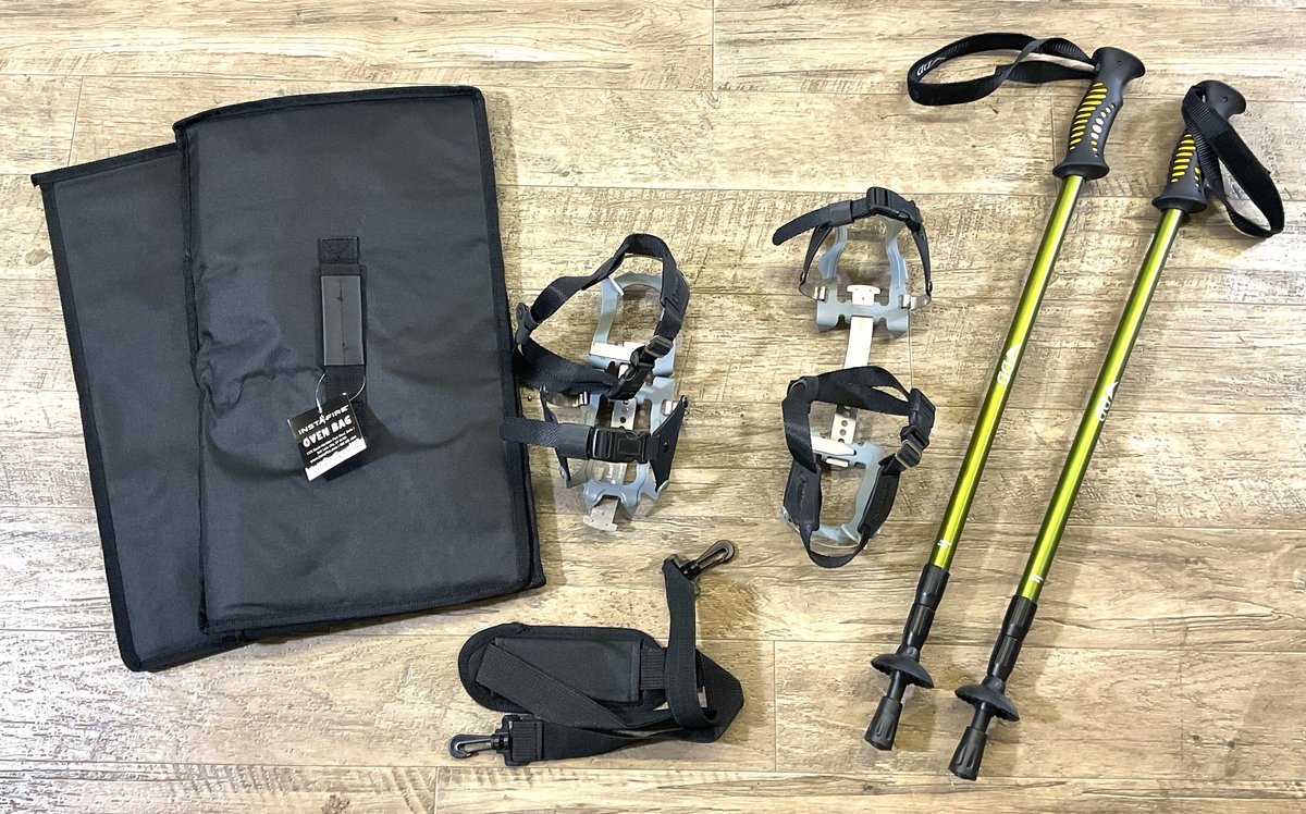 Outdoor Gear: Crampons, Trekking Poles, and Carrying Bags