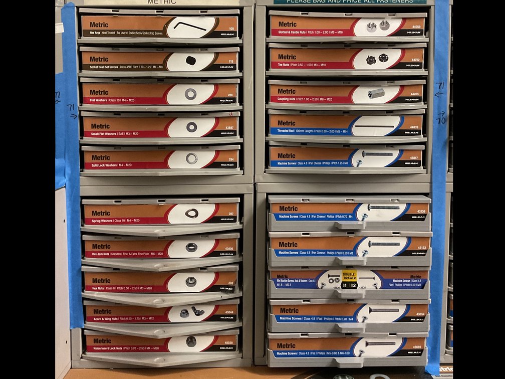 Hillman Metric Fastener Cabinets and Hardware Assortment