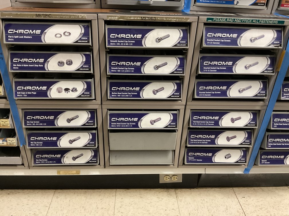 Hillman Chrome Fastener Cabinets with Hardware