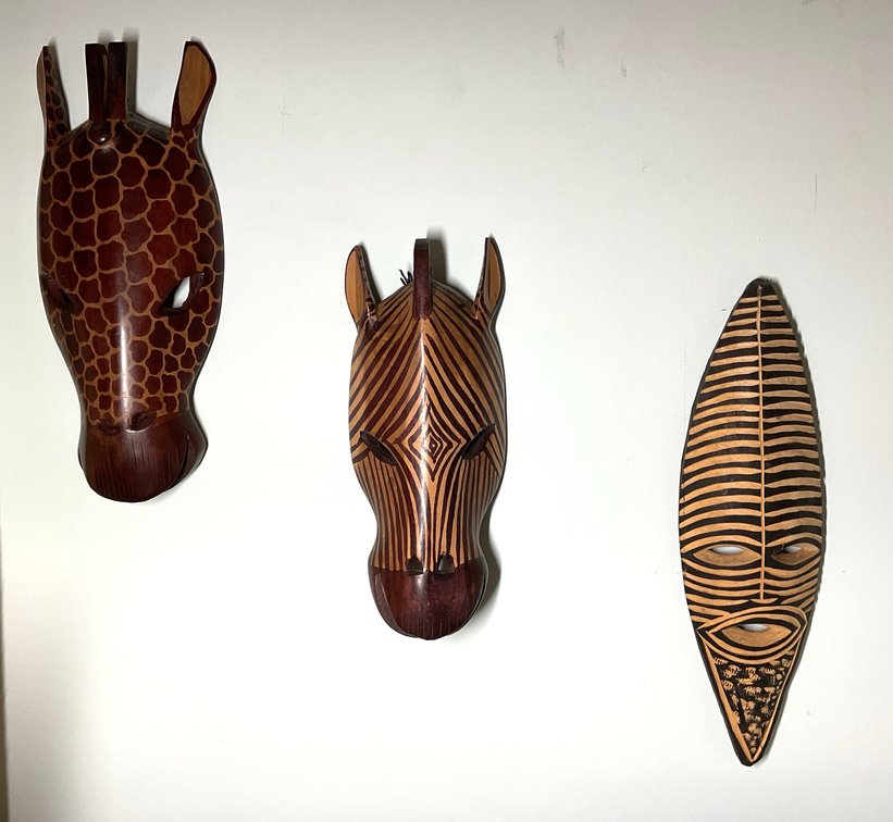 Carved Wood African Animal Masks