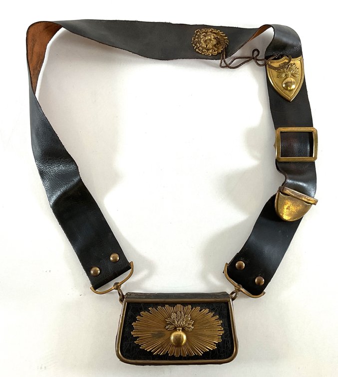 Military Crossbelt and Cartridge Pouch with Brass Mounts