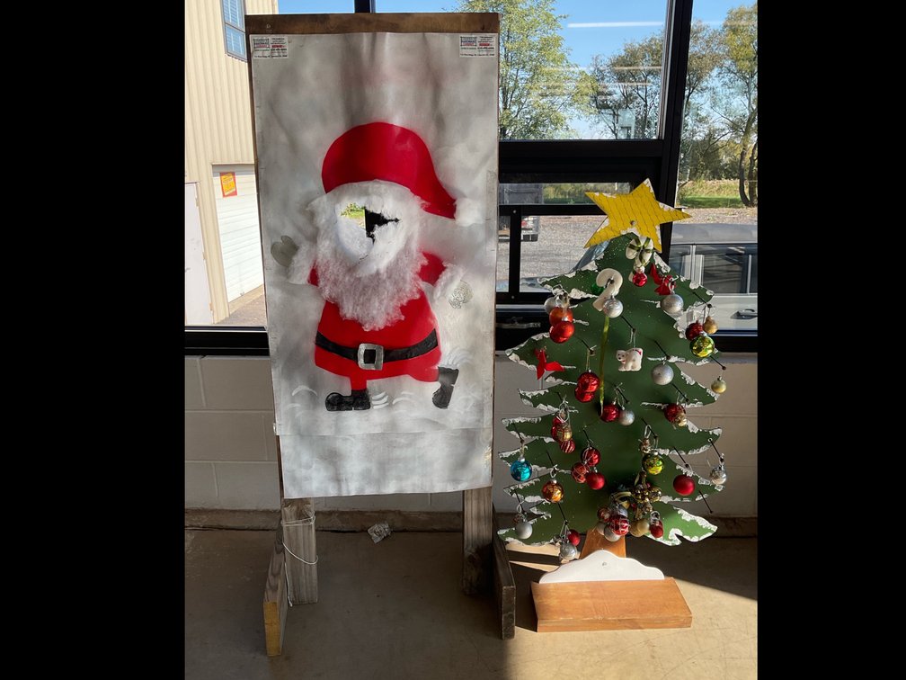 Wooden Christmas Tree Peg Display and Santa Display