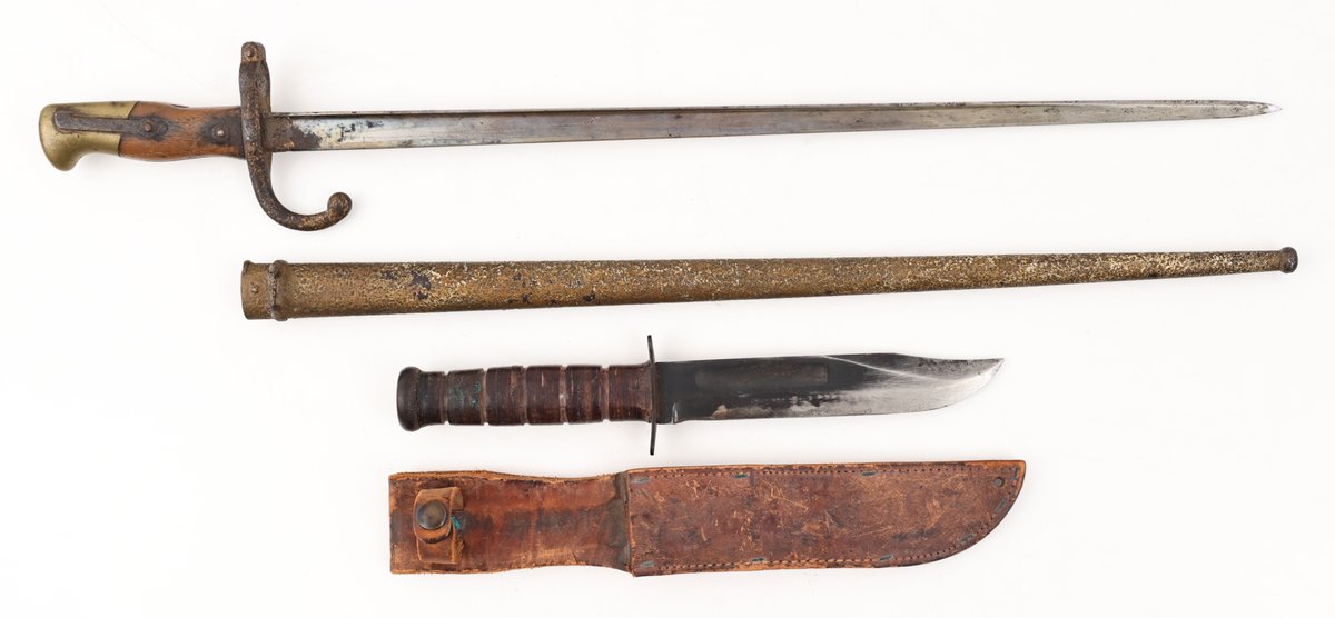 Sword Bayonet with Scabbard and USMC Combat Knife with Sheath