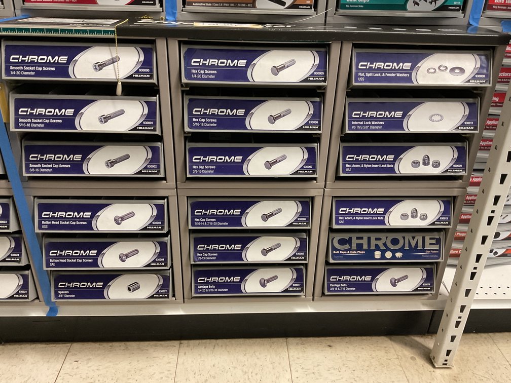Hillman Chrome Fastener Assortment and Drawer Organizer Cabinet