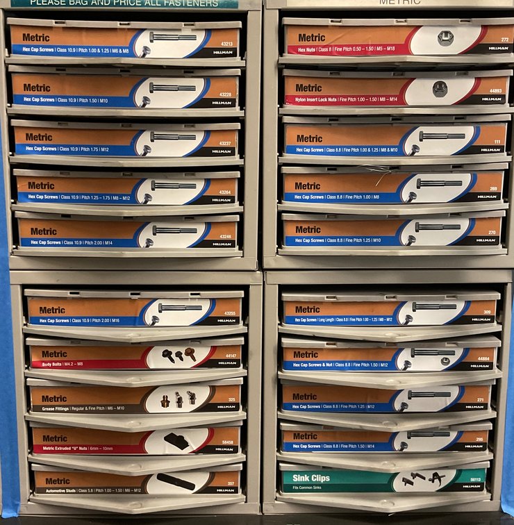 Hillman Hardware Storage Cabinets with Metric Fasteners