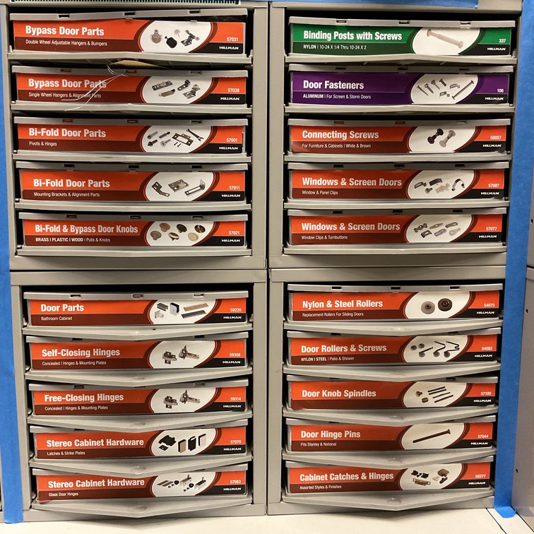 Hillman Hardware Organizer Cabinets with Assorted Hardware