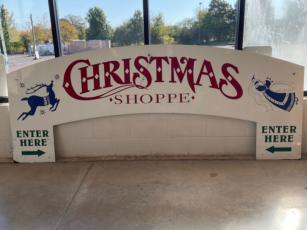 Metal Christmas Shoppe Entrance Display Sign