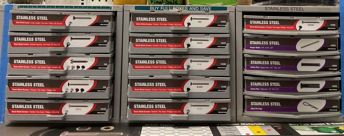 Hillman Stainless Steel Hardware Assortments in Storage Cabinets