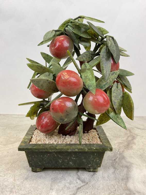 Peach Bonsai Tree in Stone Planter