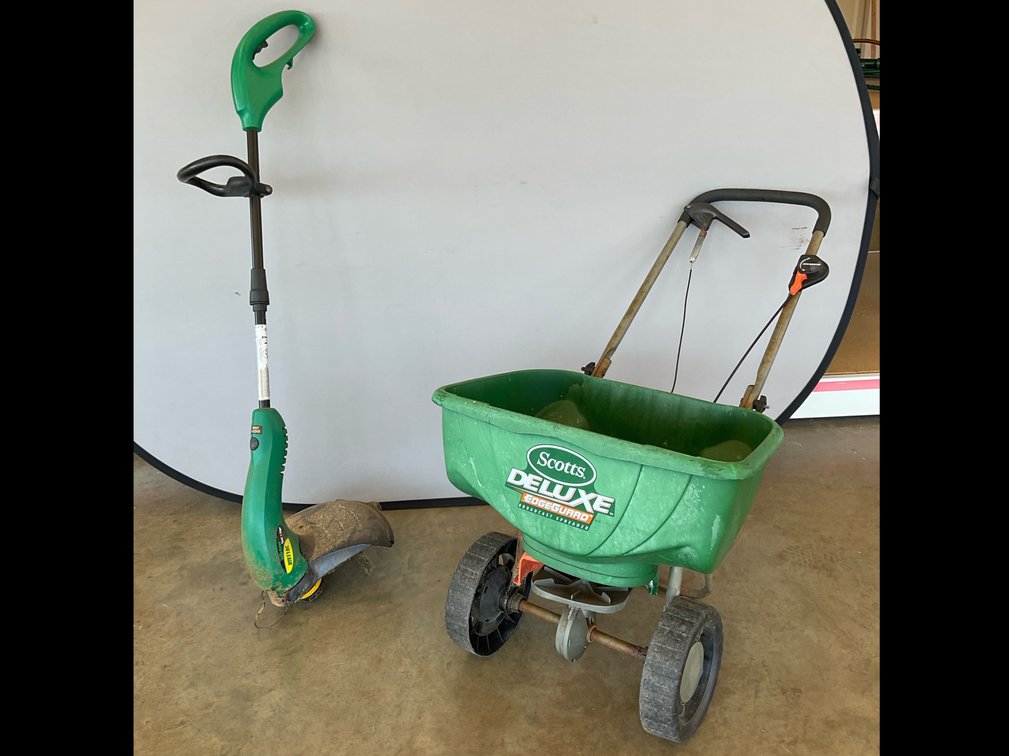Broadcast Spreader and Electric String Trimmer