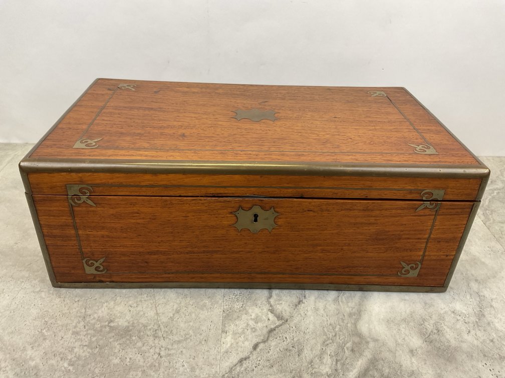 Brass-Bound Wooden Writing Slope Lap Desk