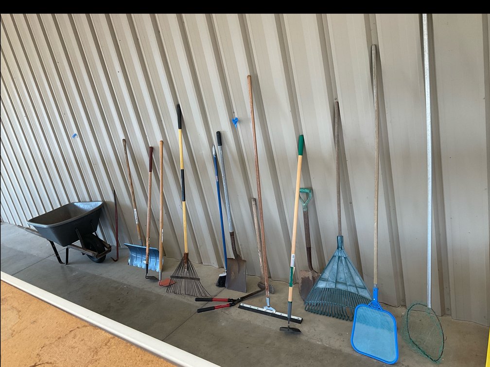 Lawn and Garden Tools with Wheelbarrow