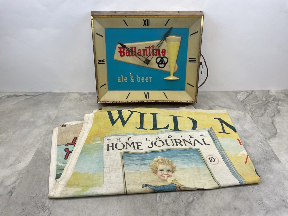 Advertising Wall Clock and Banner