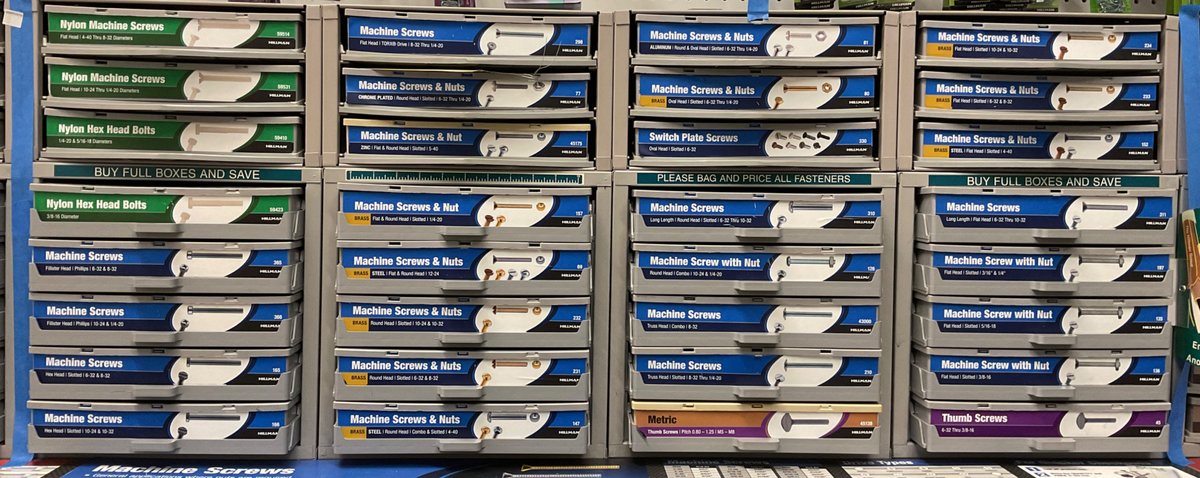 Hillman Fastener Drawer Cabinets with Screws, Nuts, and Bolts