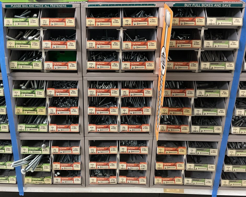 Hillman Hardware Display Racks with Lag Screws and Carriage Bolts
